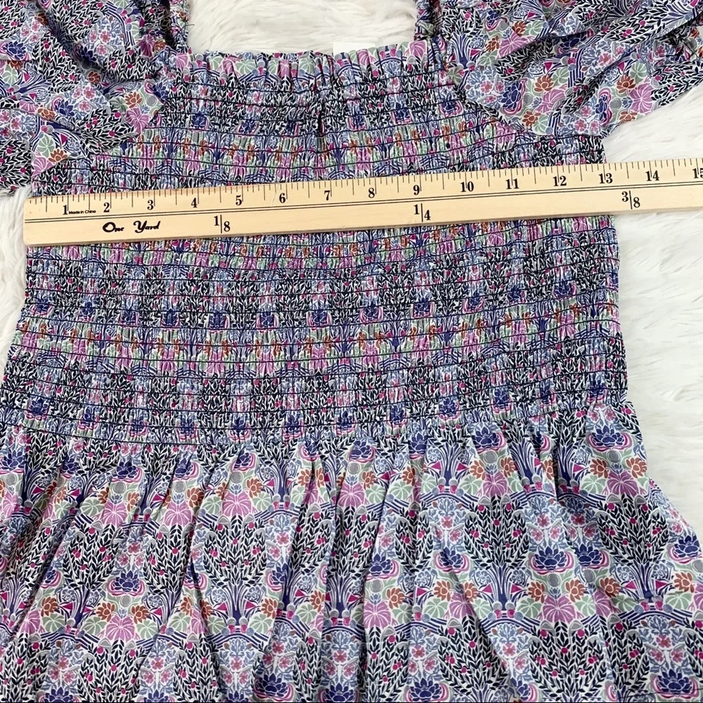 J Crew Smocked squareneck organic cotton top in Liberty Club Nouveau floral